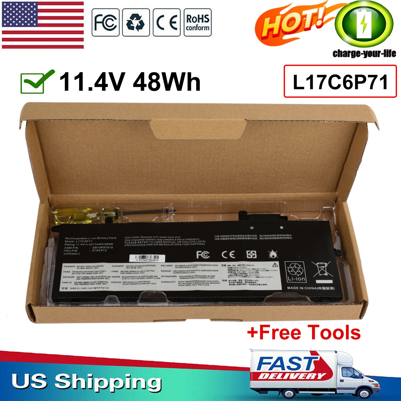 01AV470 01AV471 L17L6P71 L17M6P71 L17C6P71 Battery For Lenovo ThinkPad X280 48Wh