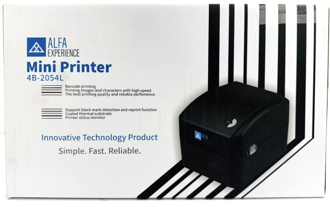 Alfa Experience 4B-2054L Thermal Label Printer Mac Microsoft Ecommerce 6x4 Label