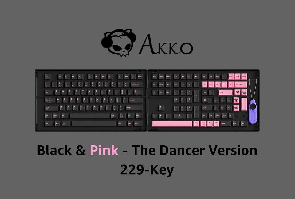 Akko Black & Pink The Dancer Version Cherry Profile - PBT Double Shot Keycap Set