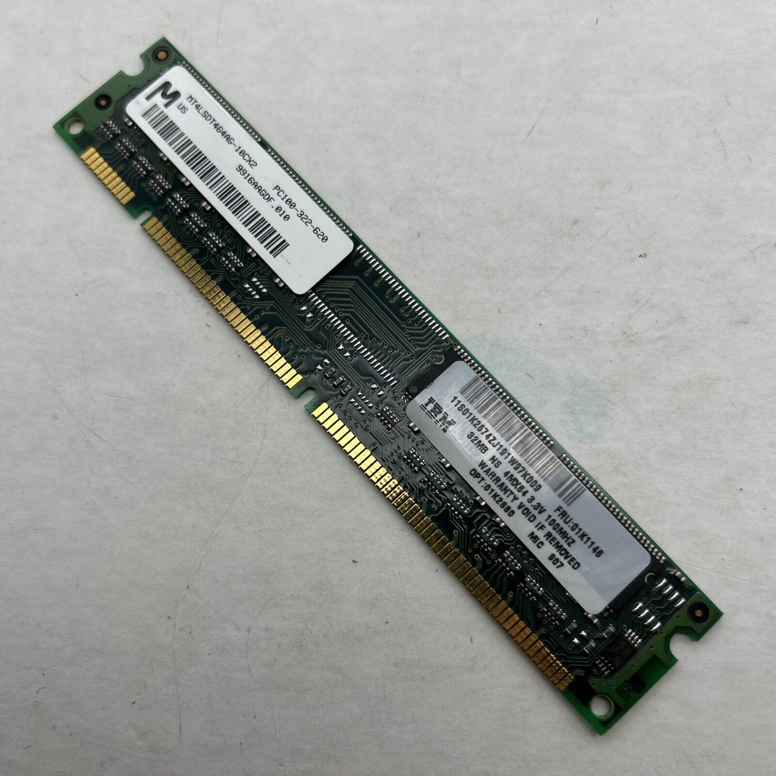 NEW MICRON 32MB 168Pin SDRAM DIMM PC100 Memory PC-100 MT4LSDT464AG-10CX2