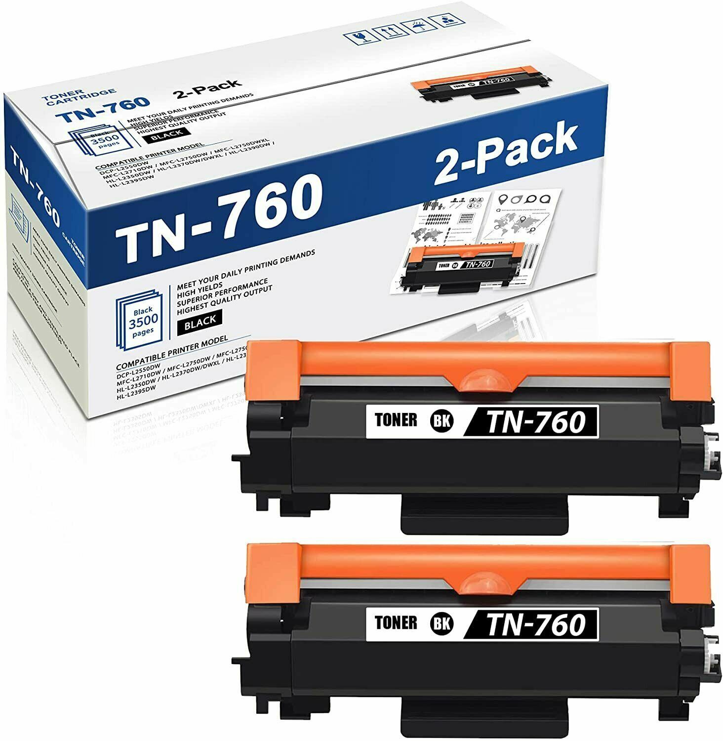 TN760 HIGH YIELD Toner Cartridge for Brother TN-730 HL-L2370DW L2390DW printer