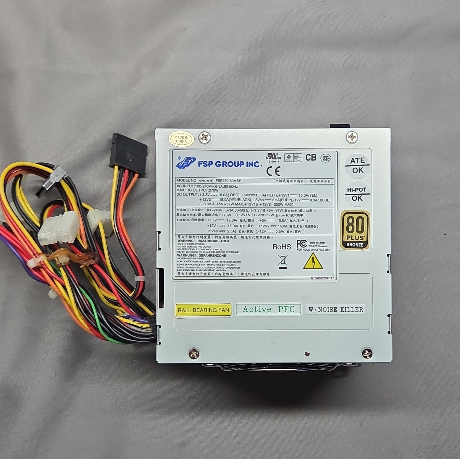 FSP Group Inc. FSP270-60MSP 270W ATX PSU 80 PLUS Bronze Active PFC 4-Pin