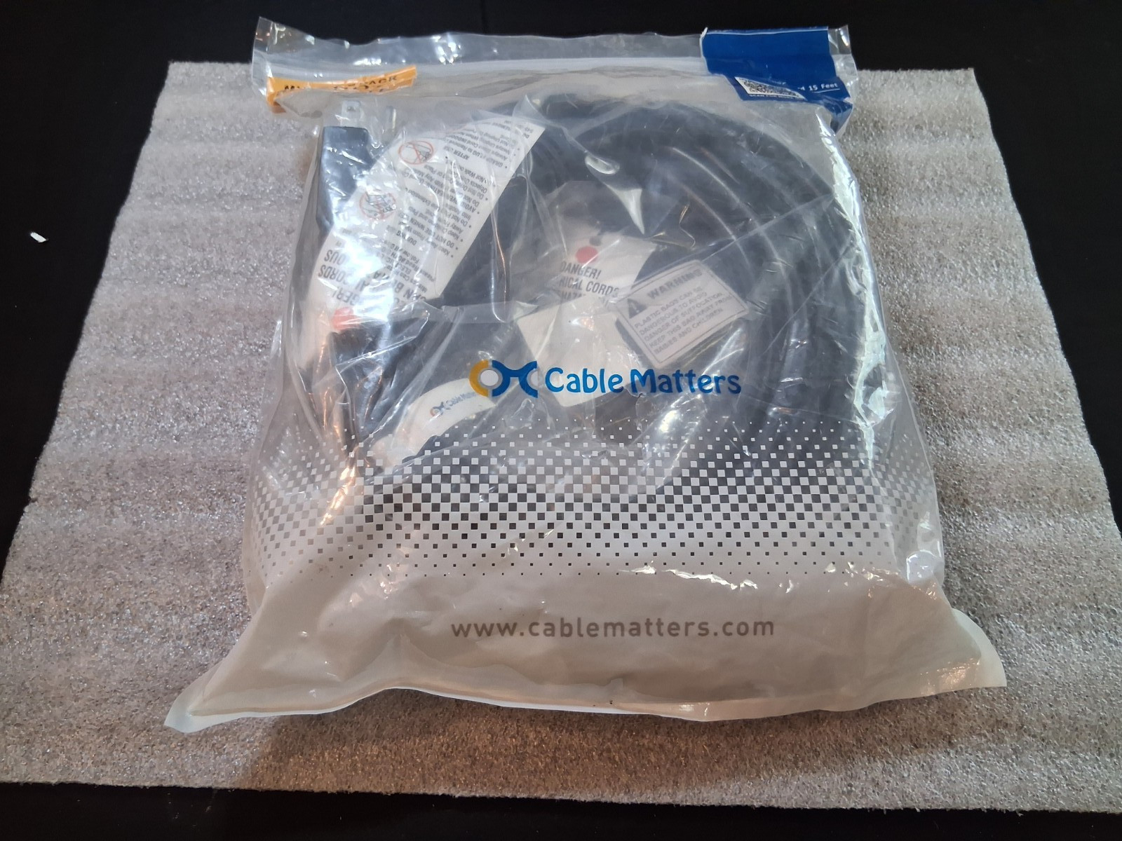 Cable Matters 2 Pack 16AWG AC Power Extension Cord Cable 15'