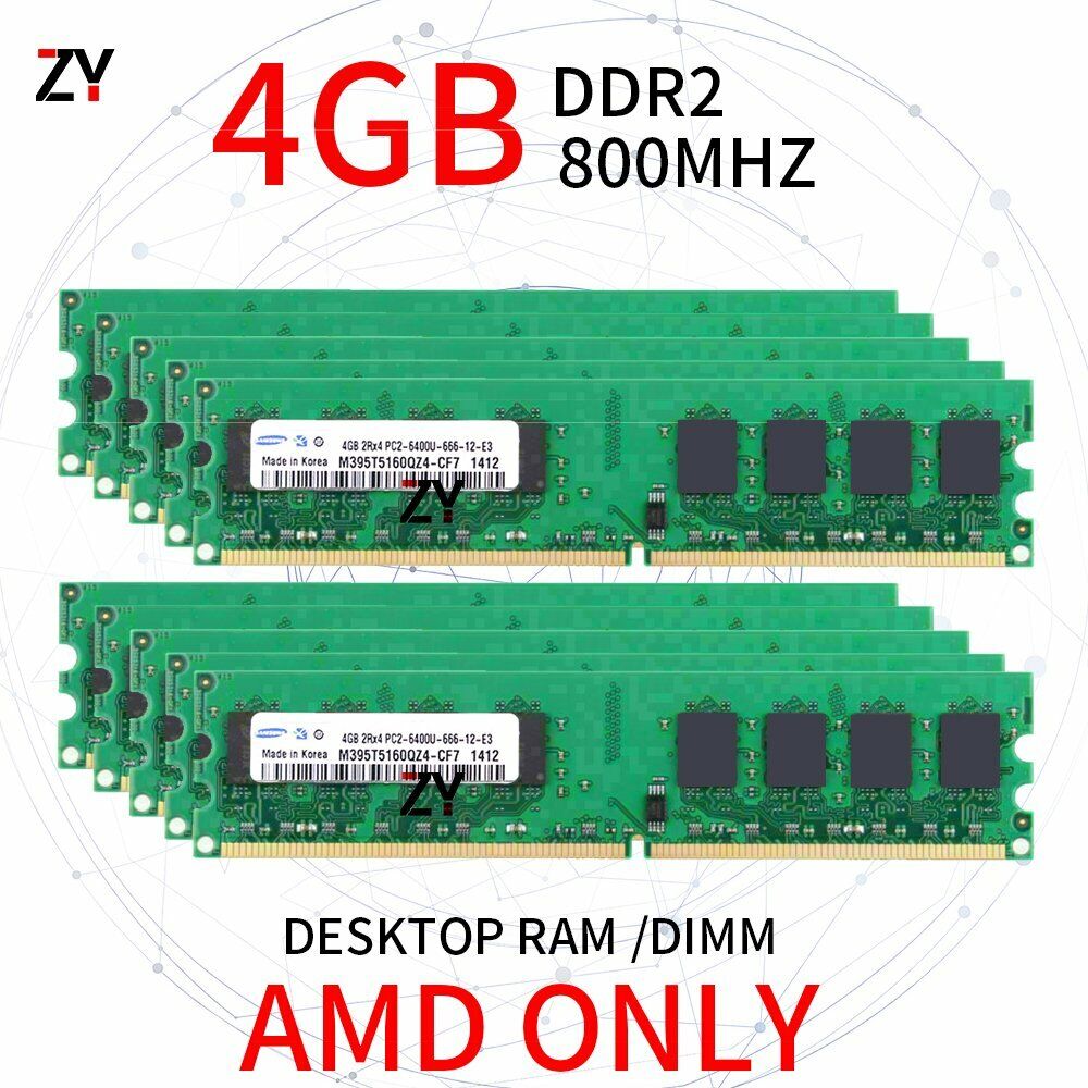 40GB 10x 4GB DDR2 PC2-6400U 800MHz 240Pin 1.8V AMD Desktop PC Memory For Samsung