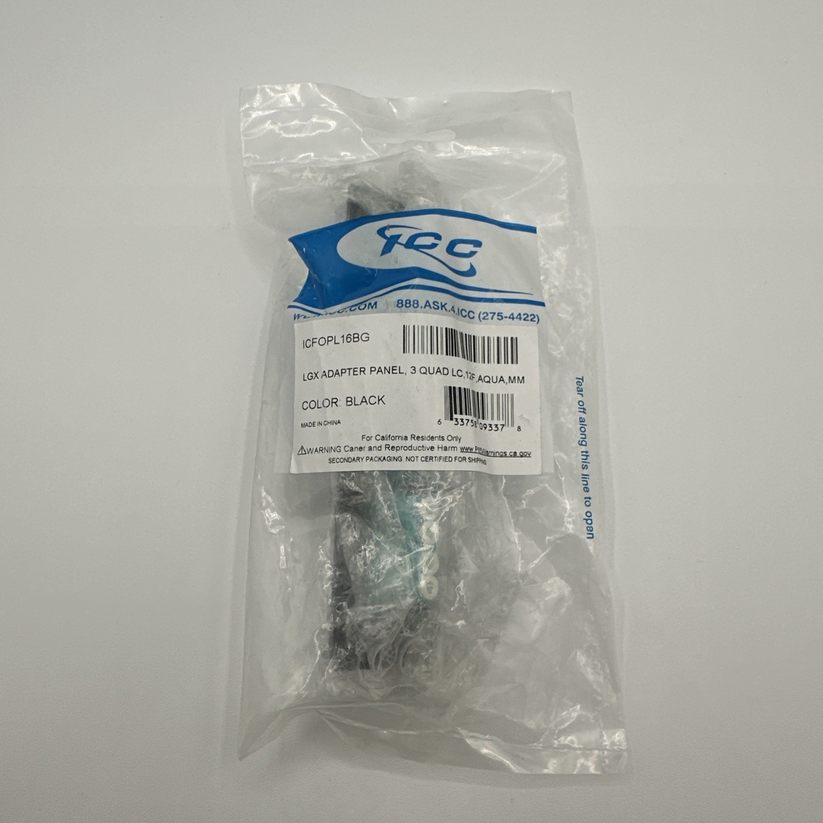 ICC LC-LC Fiber Optic LGX Adapter Panel ICFOPL16BG UPC 633758093378 - Install...