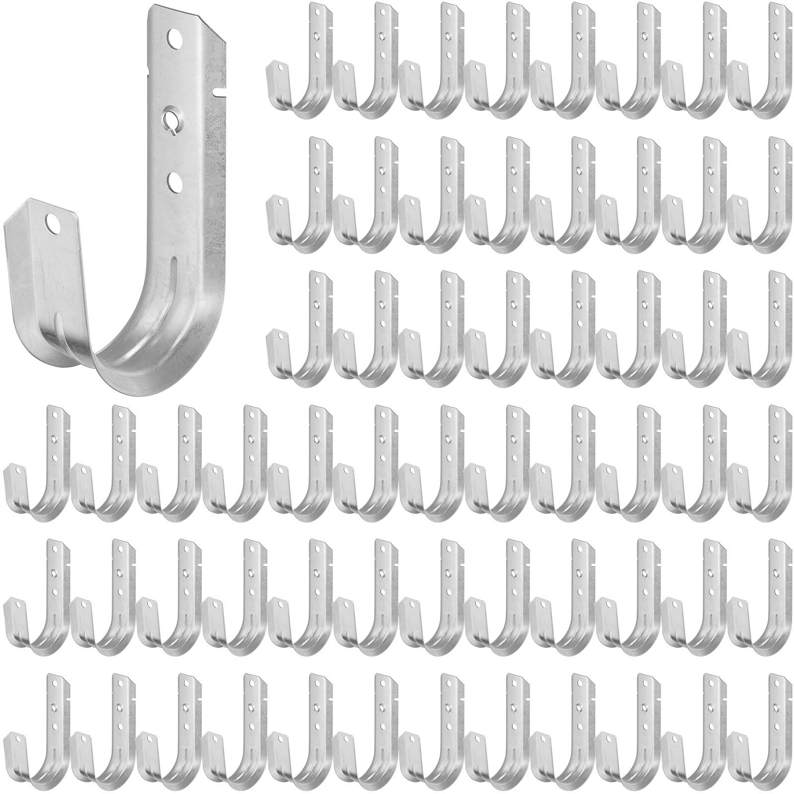 Blulu 60 Pcs 2" Cable Support J Hooks Heavy Duty Galvanized Steel Wire Manage...