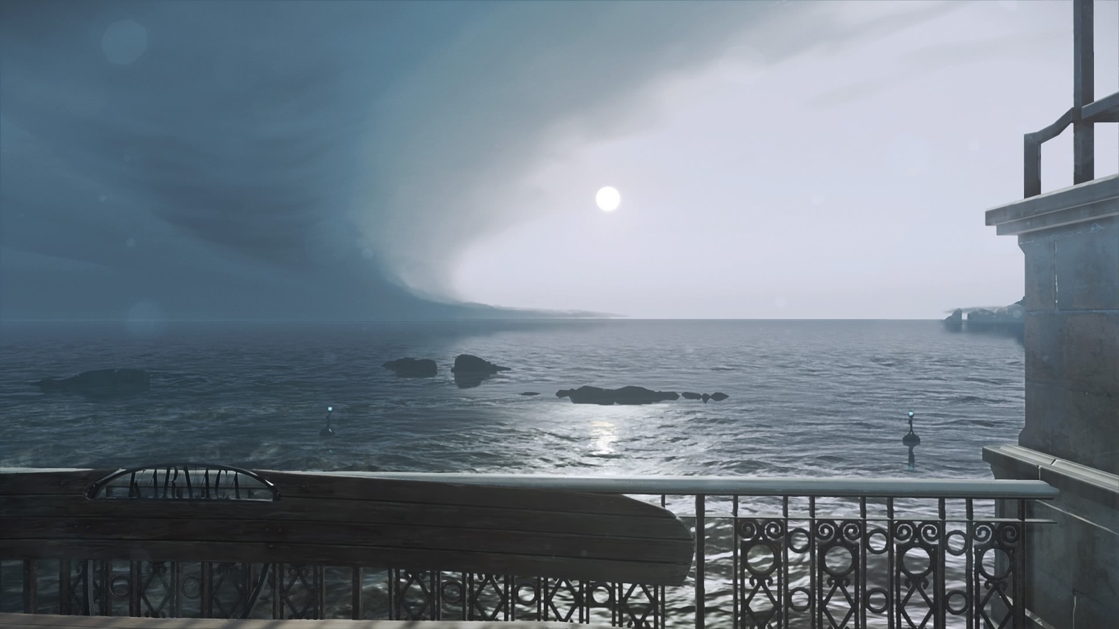 Landscape karnaca dishonored 2 dunwall clouds bench Custom Gaming Mat Desk