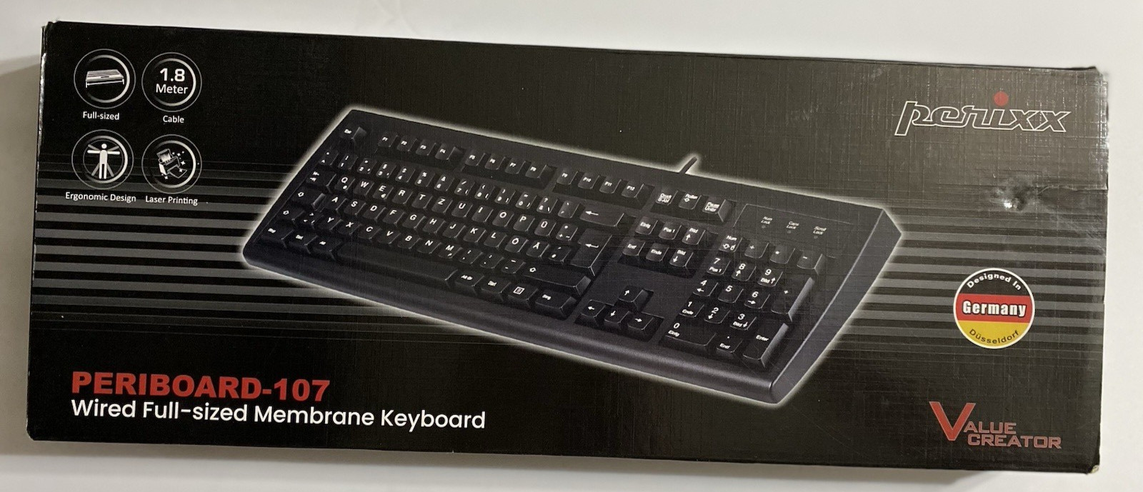 NEW Perixx Periboard-107 Wired PS/2 Full Sized Membrane Keyboard KB-1777.