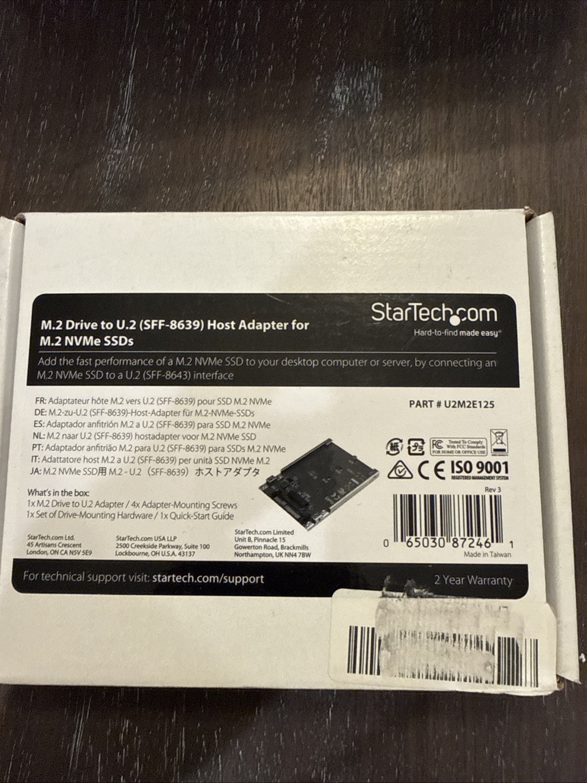 StarTech M.2 Drive to U.2 SFF-8639 Host Adapter for M.2 NVMe SSDs U2M2E125