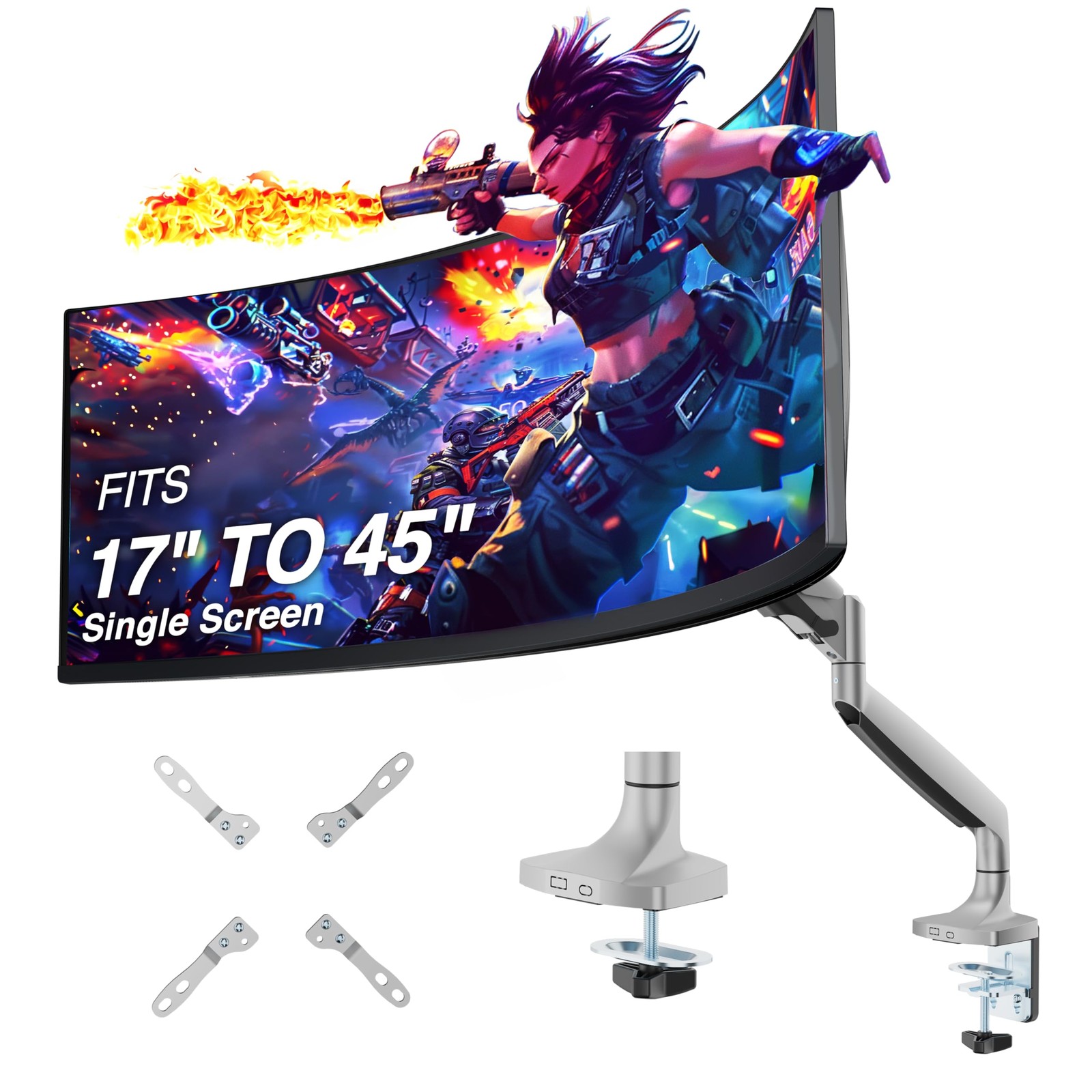 AVLT Single Monitor Arm Desk Mount 17–45 inch Mechanical Spring Full Motion