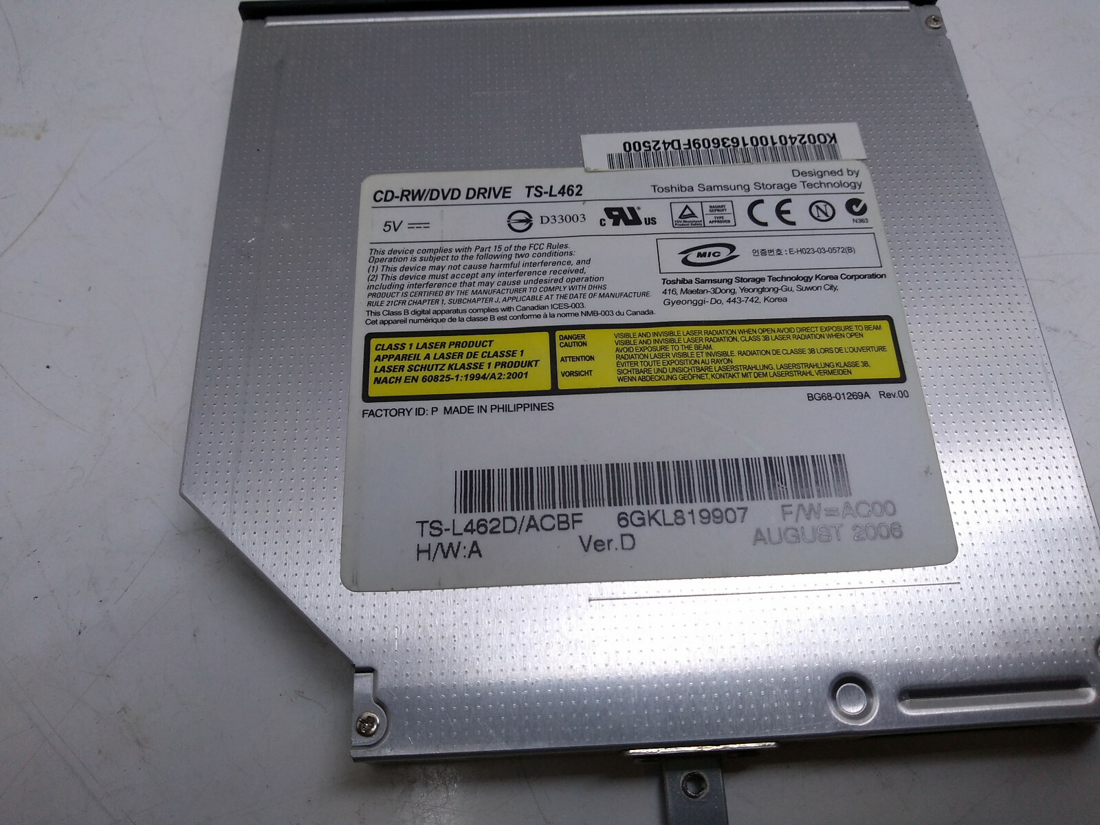 Acer Asipre 3680-2574 Laptop Notebook TS-L462 CD-RW/DVD Optical Drive