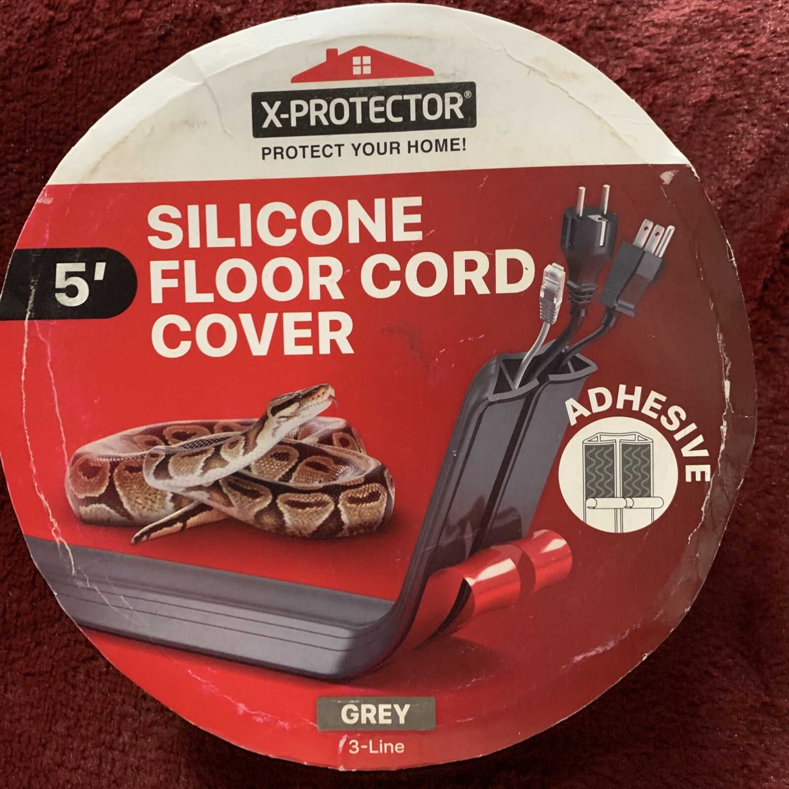 X-PROTECTOR Floor Cord Cover 5ft Cord Protector Self-Adhesive Black Cables