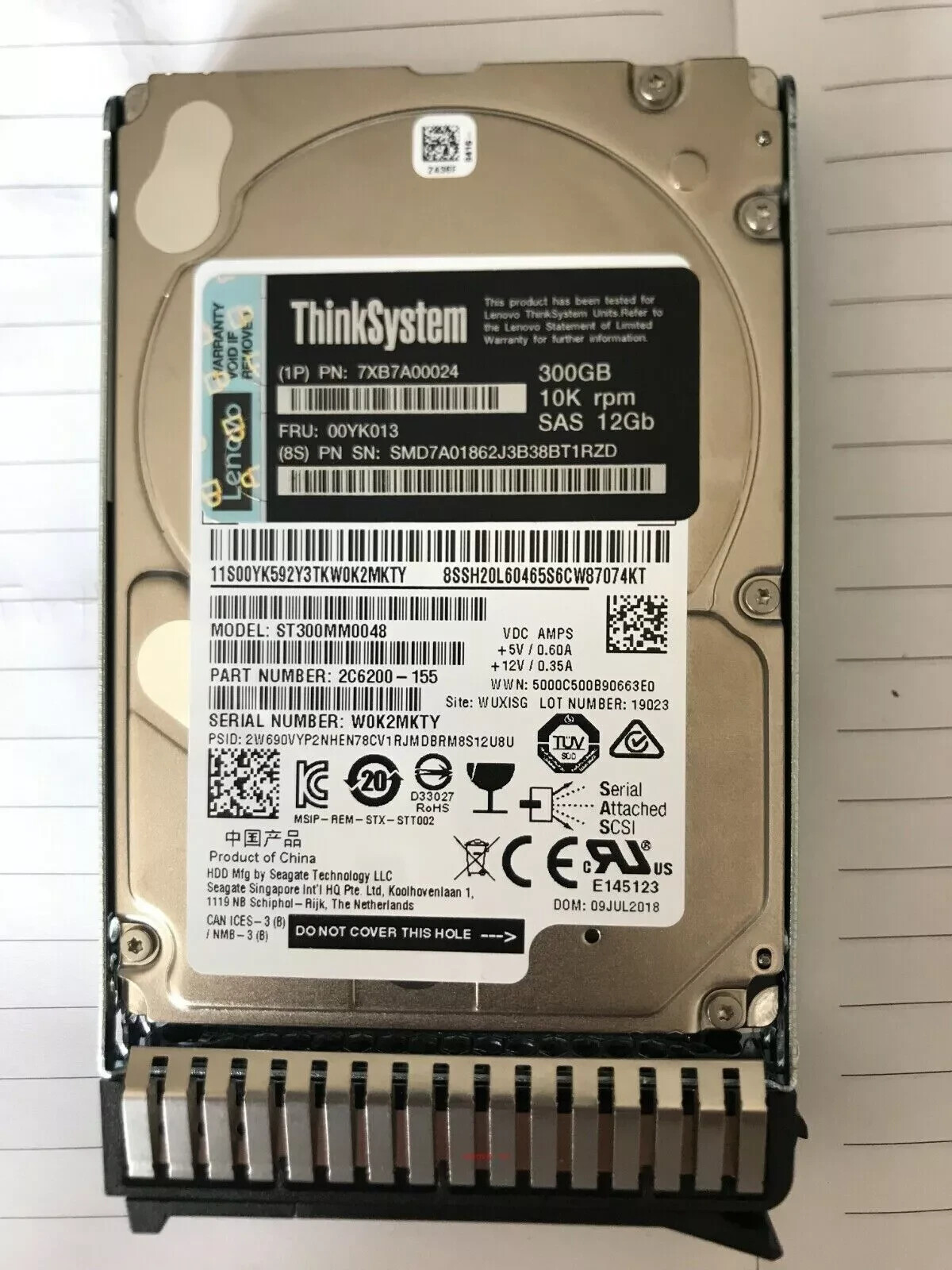 FIT FOR LENOVO 7XB7A00024 00YK013 2.5" 300GB 10K SAS 12Gb Hot Swap 512n HDD
