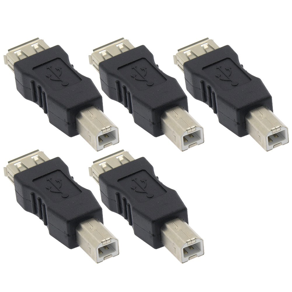 5 Pcs USB Type A Female to B Male Scanner Printer Adapter Converter Connector