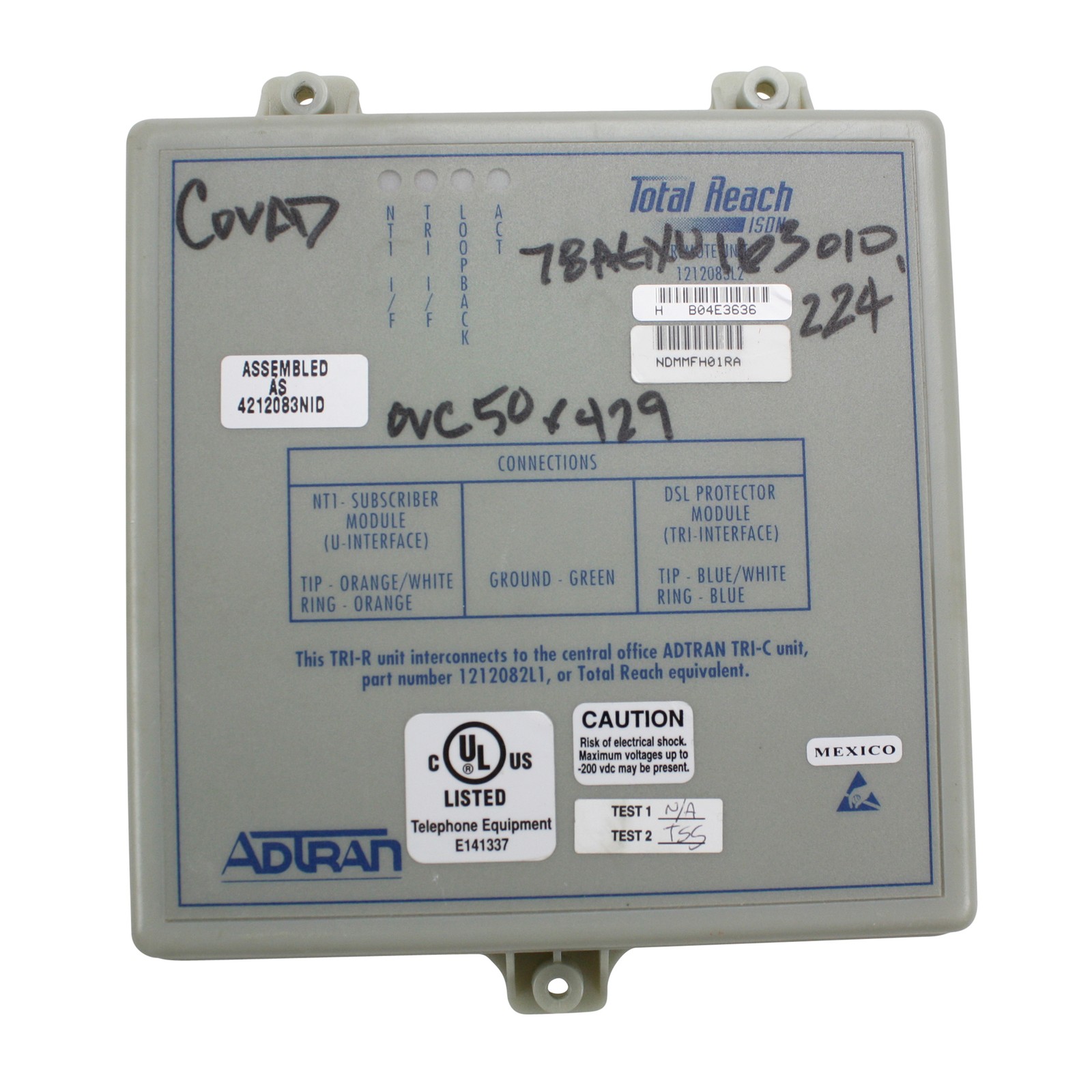 ADTRAN 1212083L2 TRI-R TOTAL REACH ISDN ENCAPSULATED REMOTE UNIT