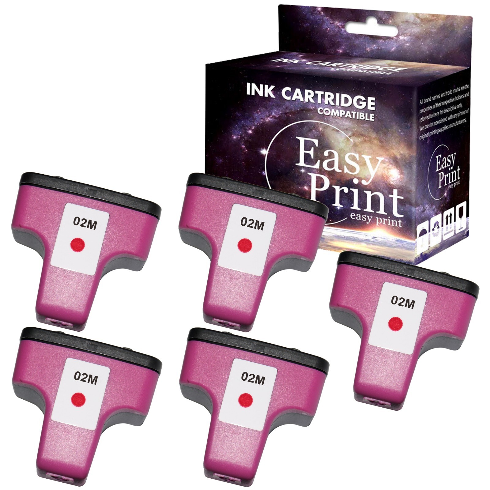 5PK replace for HP 02 Ink Cartridge Magenta for PhotoSmart 3108 3210 C7250