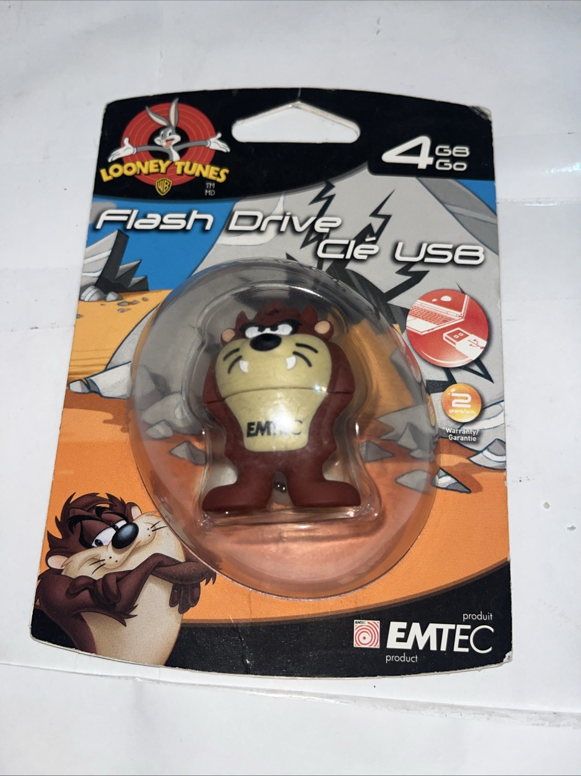EMTEC TAZ Looney Tunes Tasmanian Devil USB 2.0 Flash Drive 4GB NEW Sealed Vtg.