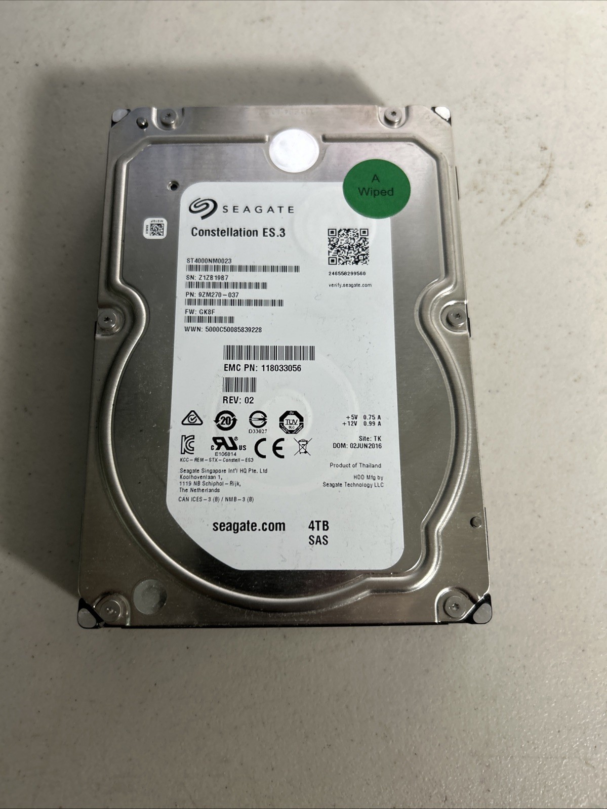 Seagate ST4000NM0023 4TB 7200 RPM 128MB Cache 3.5" SAS 6Gb/s Enterprise HD