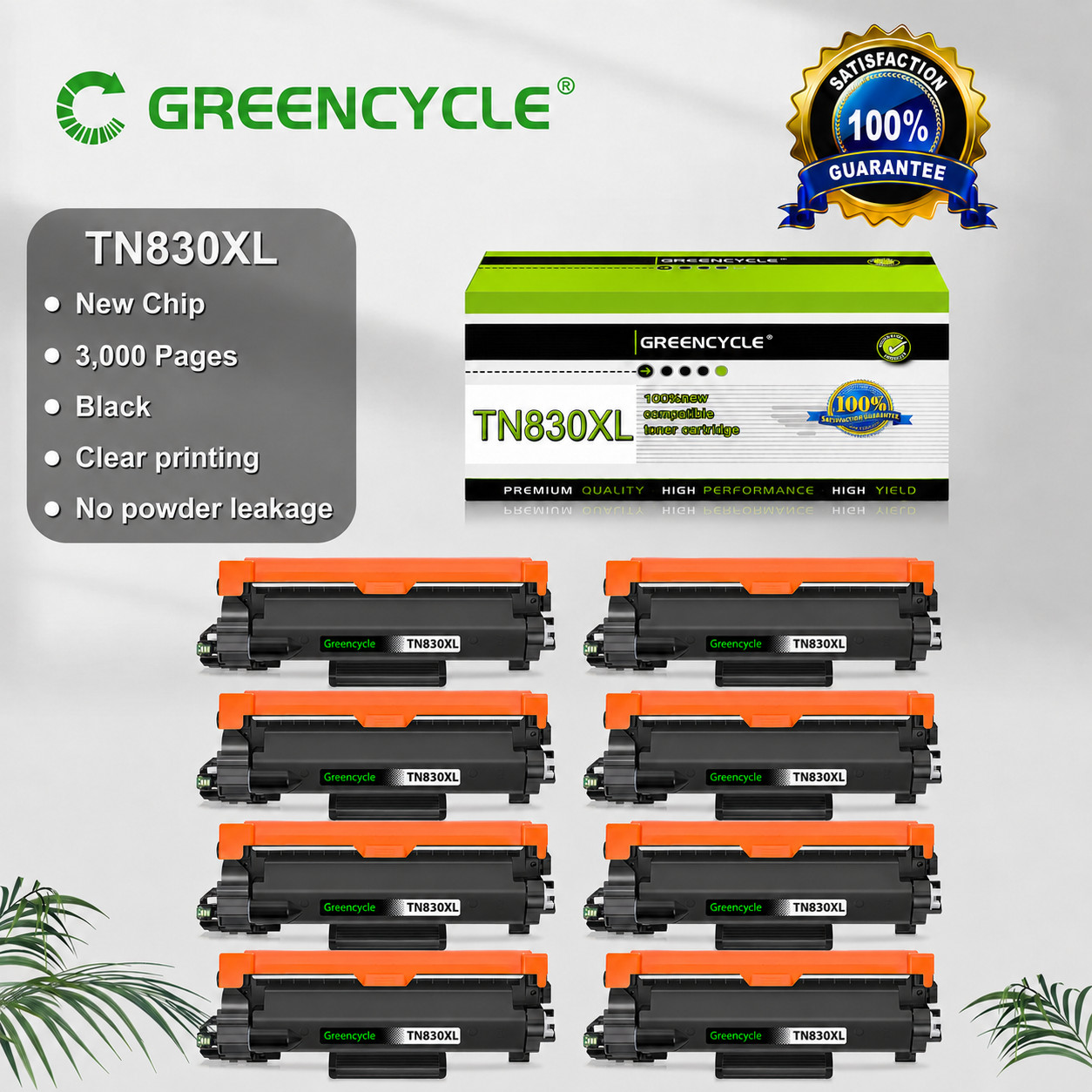 8PK TN830XL Compatible Toner Cartridge for Brother DCP-L2640DW HL-L2405W L2480DW
