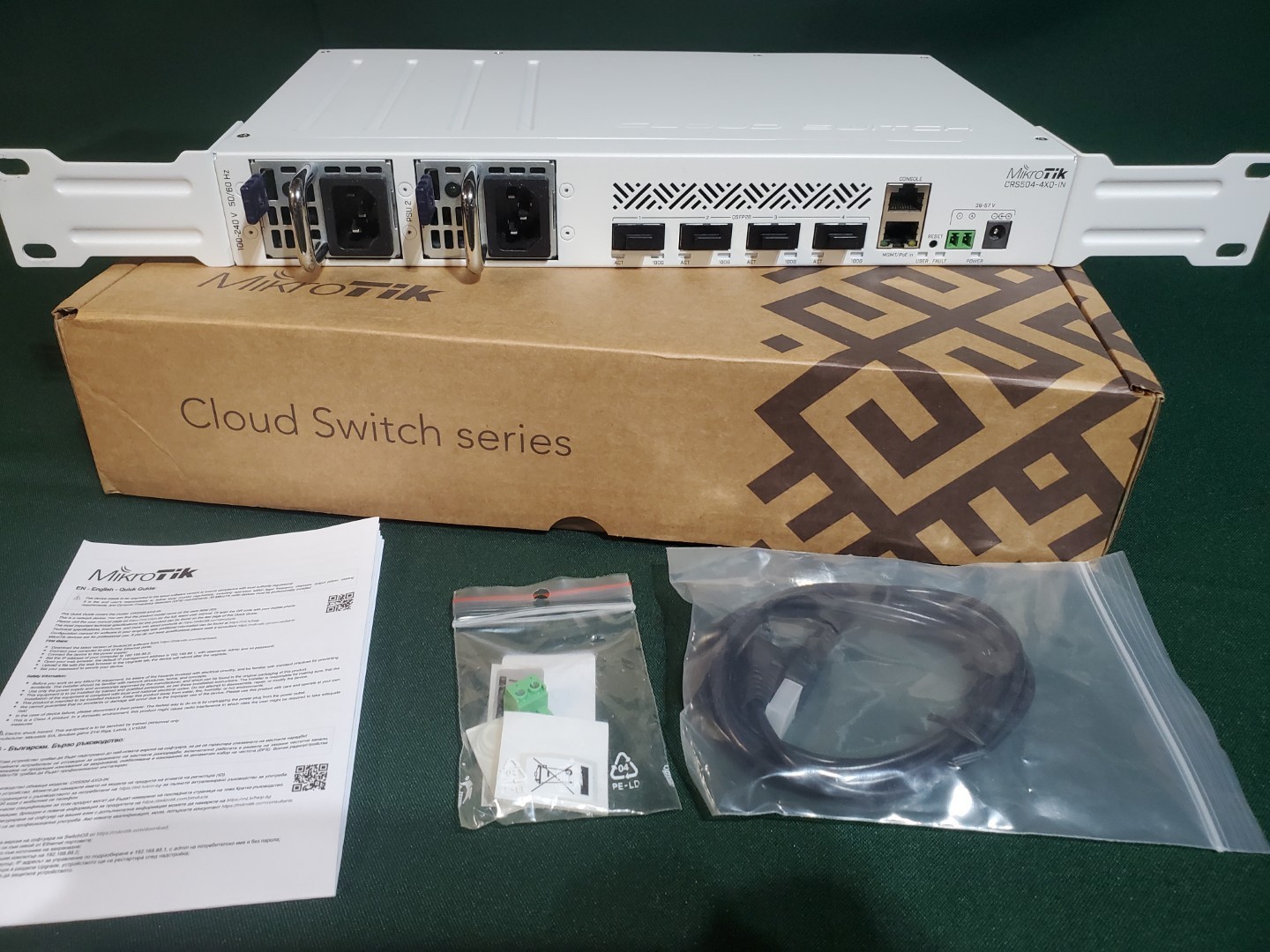 MikroTik CRS504-4XQ-IN Cloud Router Switch - 4-Port 100G QSFP28 Managed Switch
