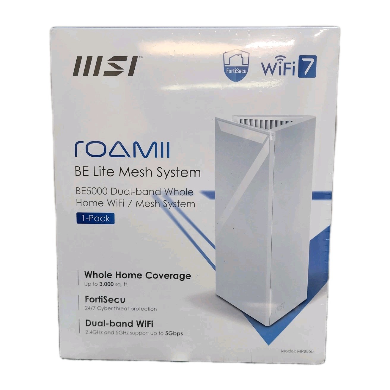 MSI Roamii BE Lite 7 Mesh System 1 Pack Up To 5 GPS 3000 Sq Ft Model MRBE50