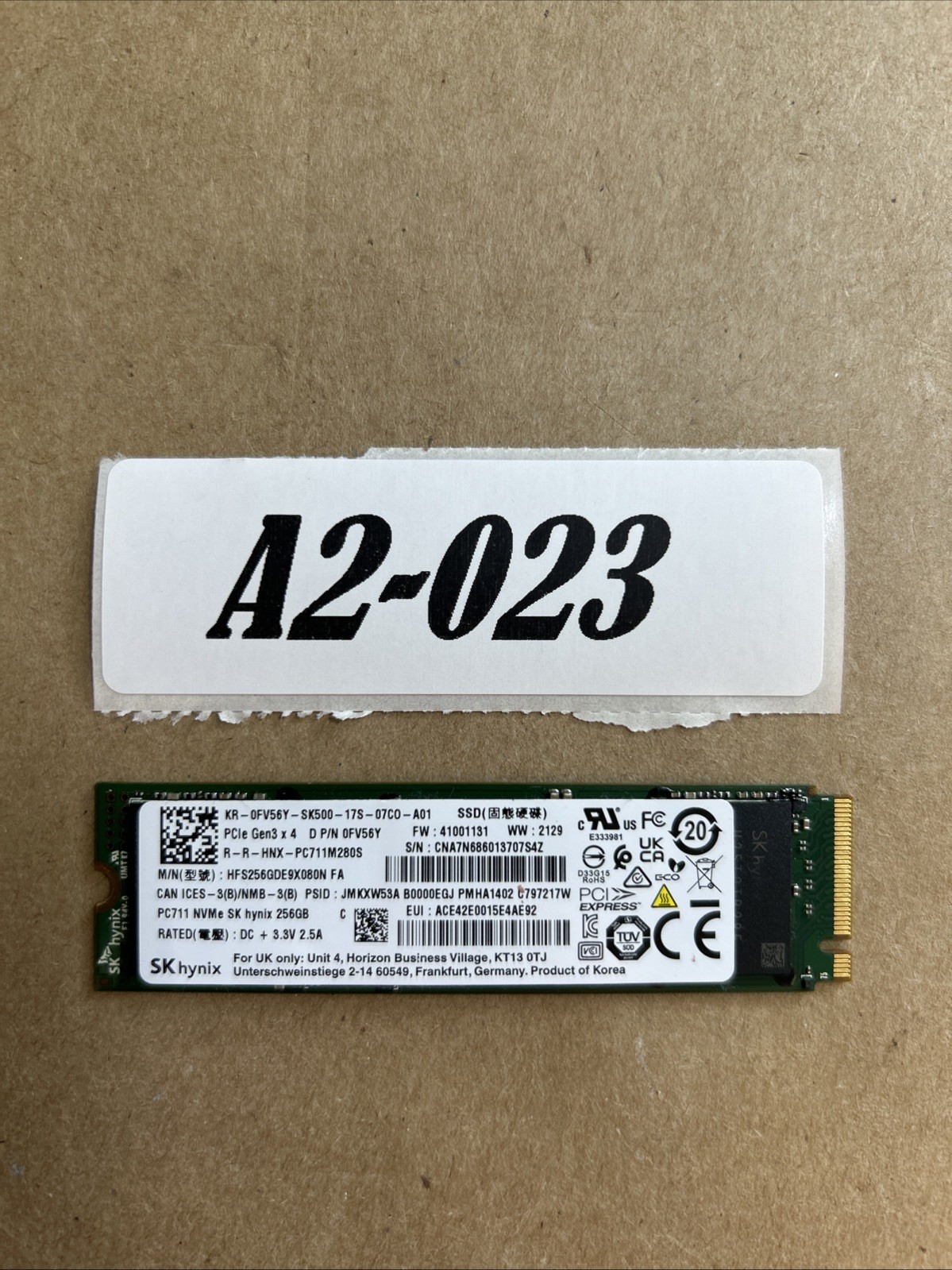SK Hynix PC711 256GB NVMe M.2 SSD PCIe 3.0 x4 HFS256GDE9X081N 98% Health