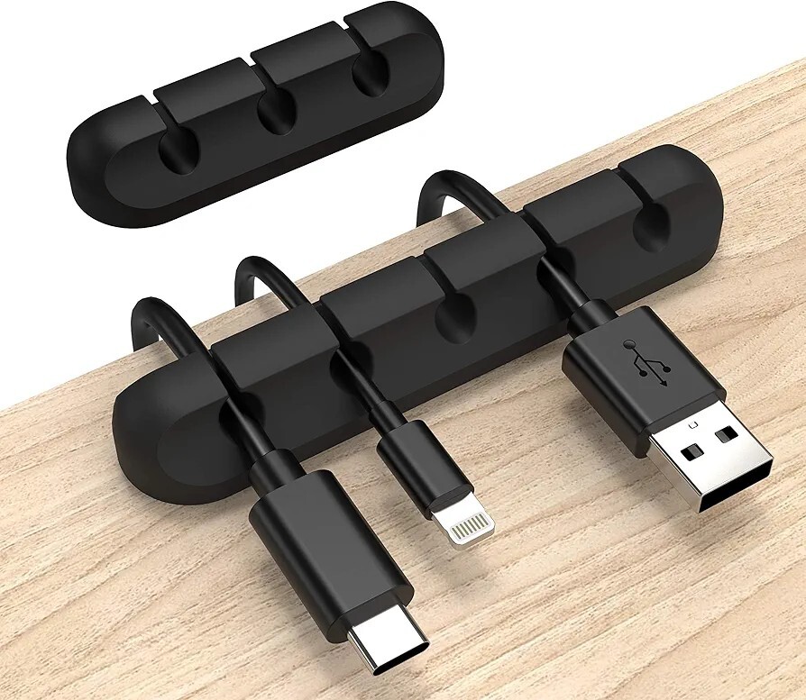 2 Pack (5, 3 Slot) Office Wire Power Cord Cable Management Holder Organizer