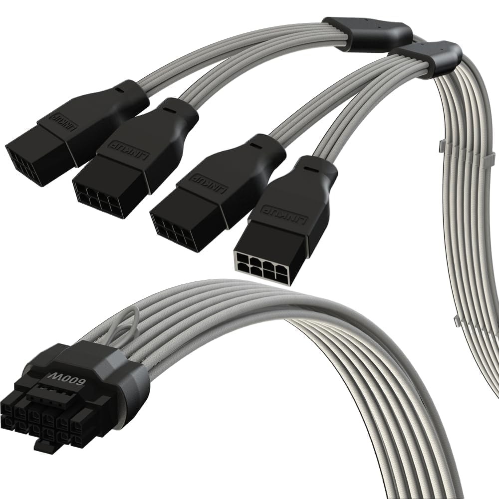 12VHPWR GPU Power Extension Cable Fits NIVIDA RTX 5070/5080 12+4 To 4x8 Pin