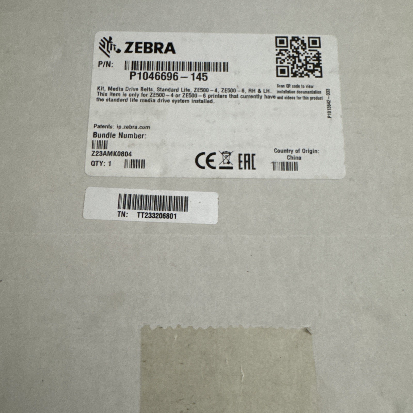 Zebra P1046696-145 Standard Life Drive Belts Maintenance Kit for ZE500 OEM