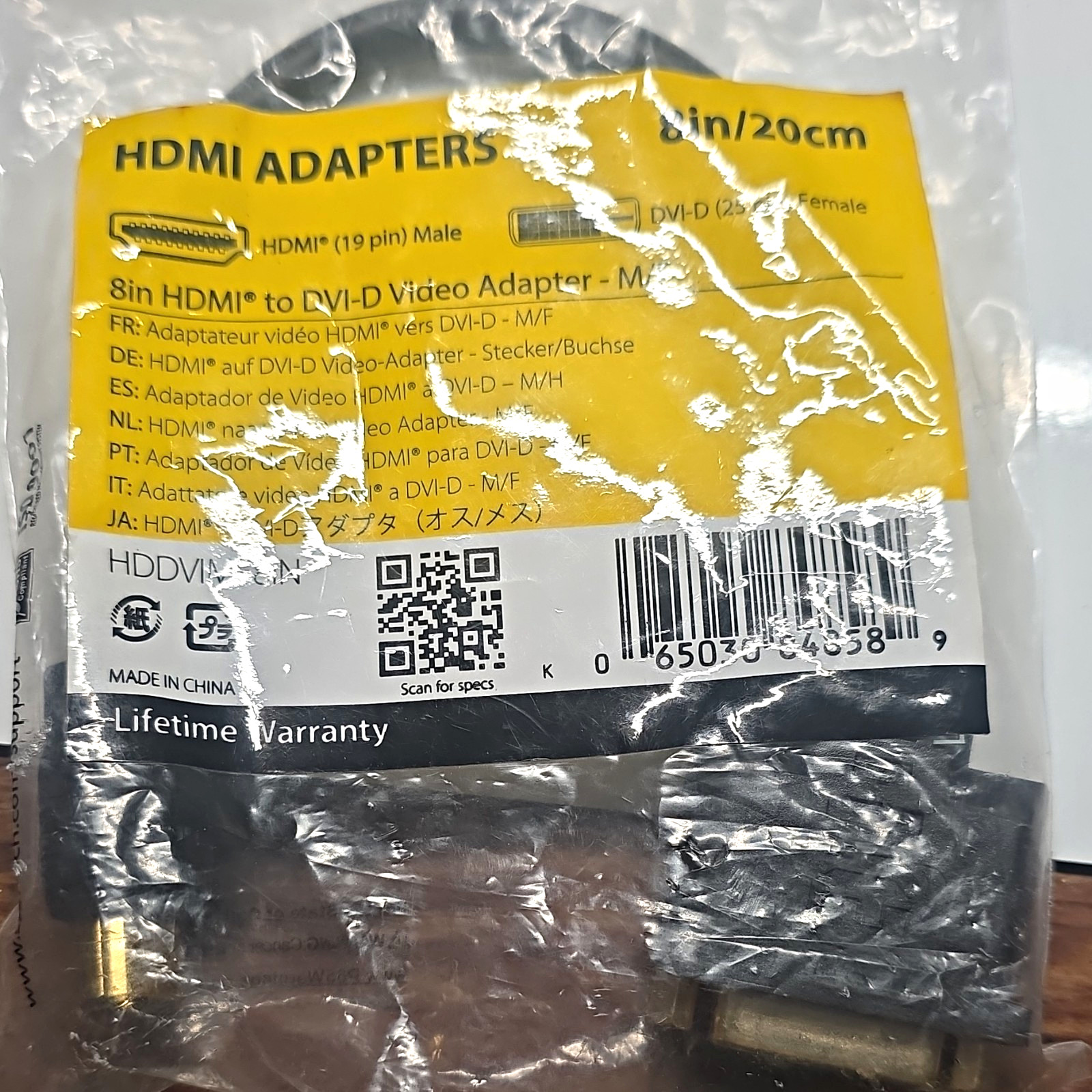 StarTech.com HDDVIMF8IN 8in HDMI Male to DVI-D Female Adapter, Black