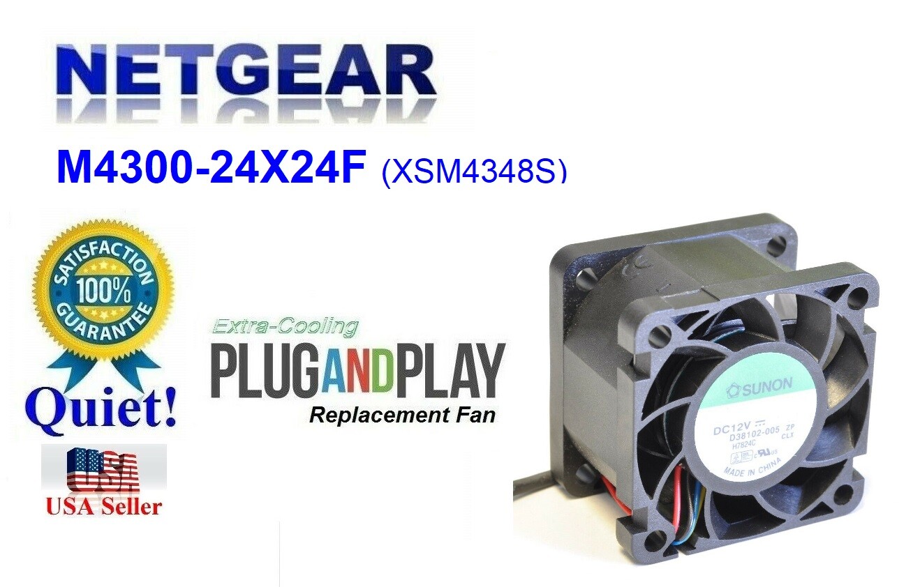 1x Quiet replacement fan for Netgear ProSafe  M4300-24X24F (XSM4348S)