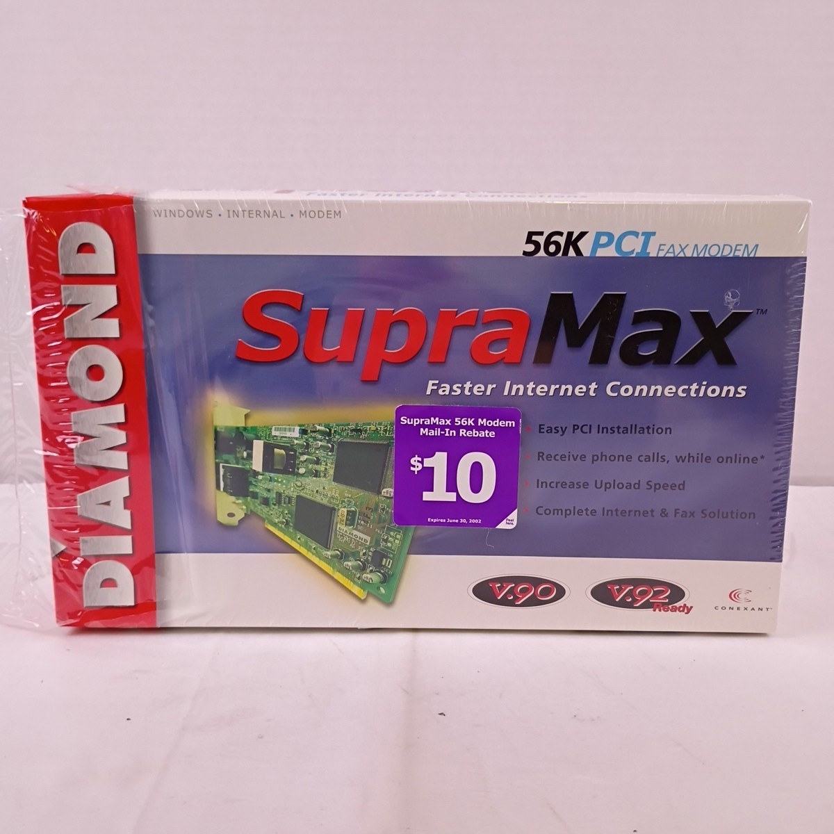 Diamond SupraMax Pro 56K PCI Fax Modem V.90 Conexant New in Box 