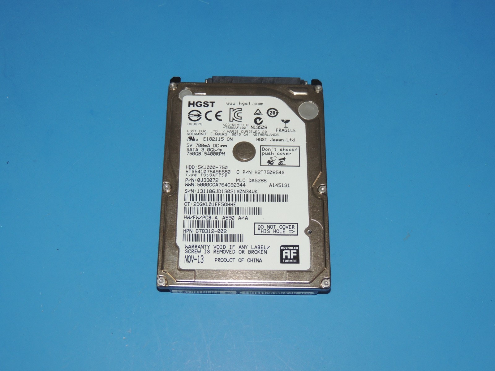 HTS541075A9E680 HGST 750Gb 2.5" LAPTOP HDD 5K1000-750  0J33072