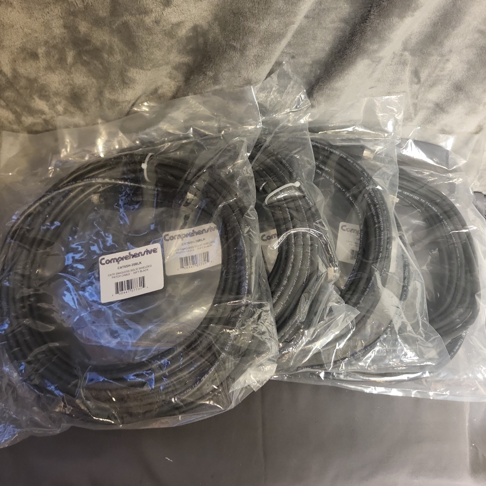 Set of 4 Comprehensive 35 ft Cat 6 Shielded Cable CAT6SH-35BLK, NEW