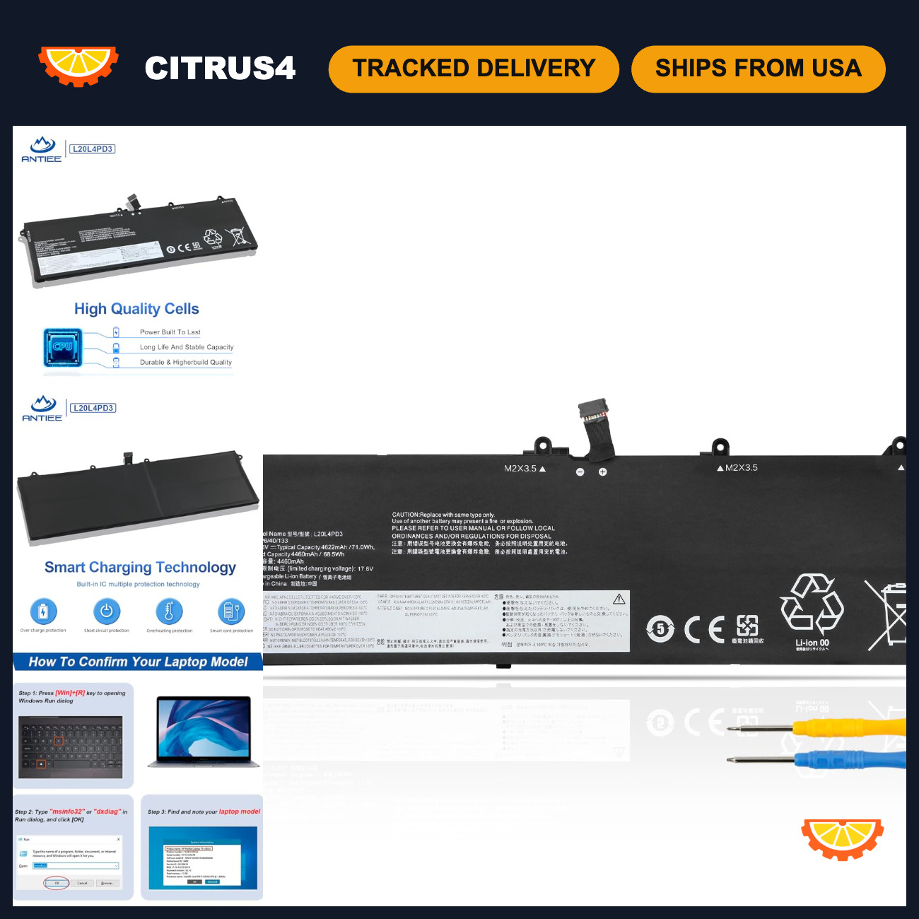 High-Capacity Laptop Battery 71WH for Lenovo Legion S7-15ACH6, L20M4PD3, L20L4PD