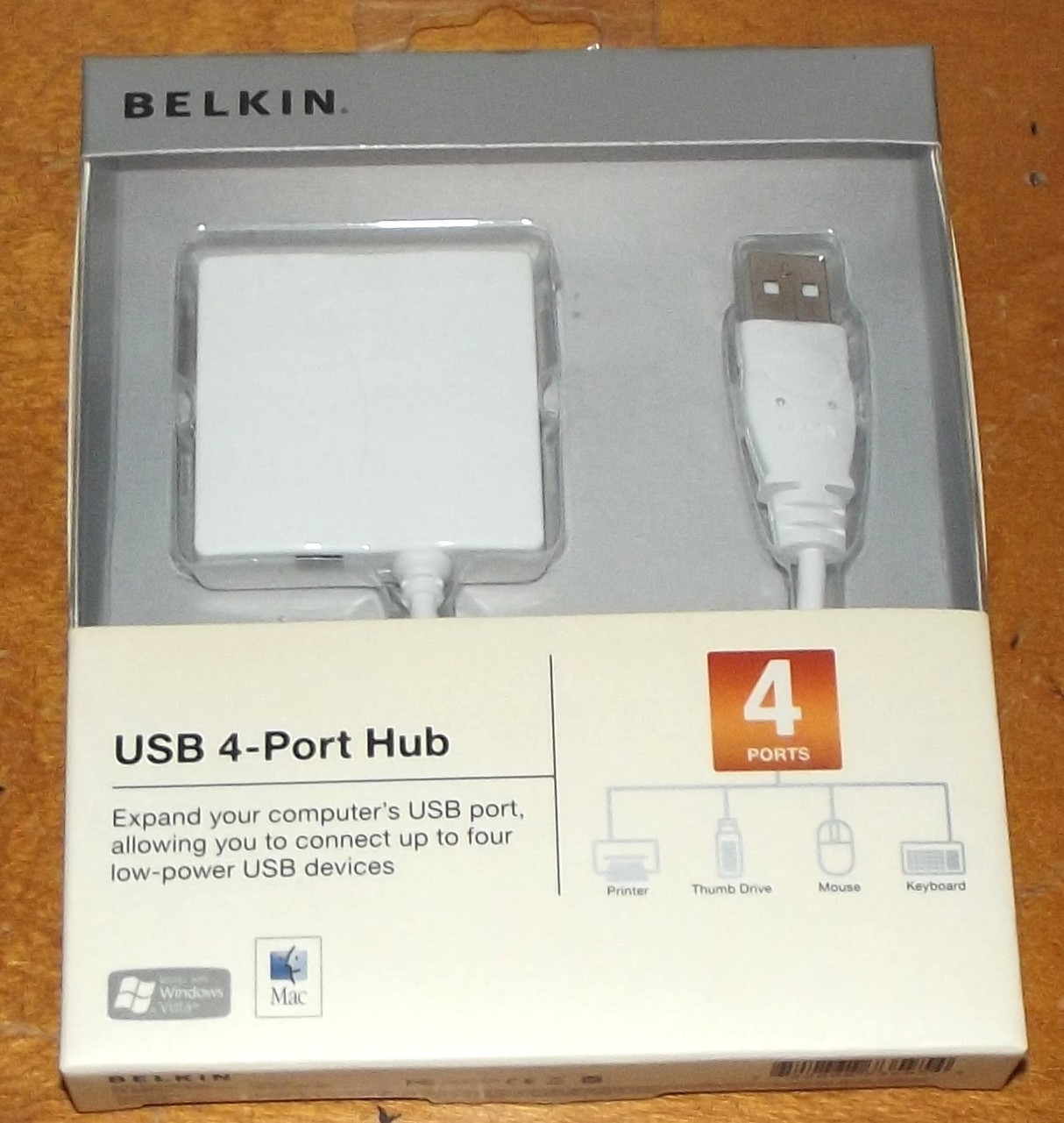 BILKIN USB 4-Port Hub - Hub/Splitter Box - USB 1.1 and USB  2.0