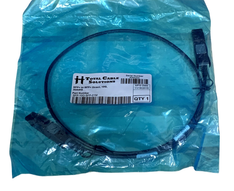 NEW Total Cable Solutions 10G SFP+ to SFP+ DAC Cable – 1M 30AWG