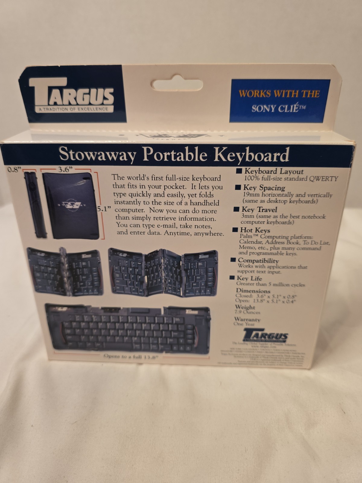 TARGUS STOWAWAY Portable Keyboard for Sony Clie - Model 830U - New Open Box Nice