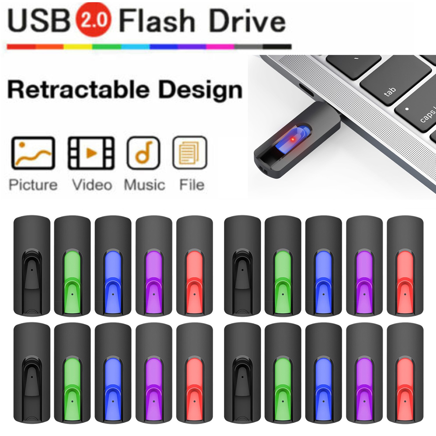 30pcs USB 2.0 Memory Stick 2 GB USB Flash Drive Data Storage Thumb Drive U Disk