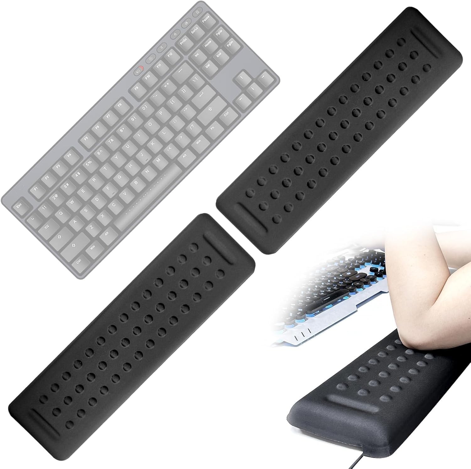 L-Shaped Desk Elbow Pad for Desk 2 Pack ：Memory Foam Wrist Rest with Non-Slip 