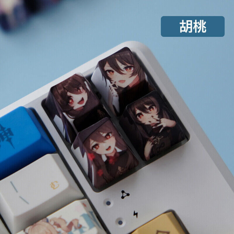 Genshin Impact Characters Keycaps OEM PBT 4 Keys Dye-sub For Cherry MX Keyboard 