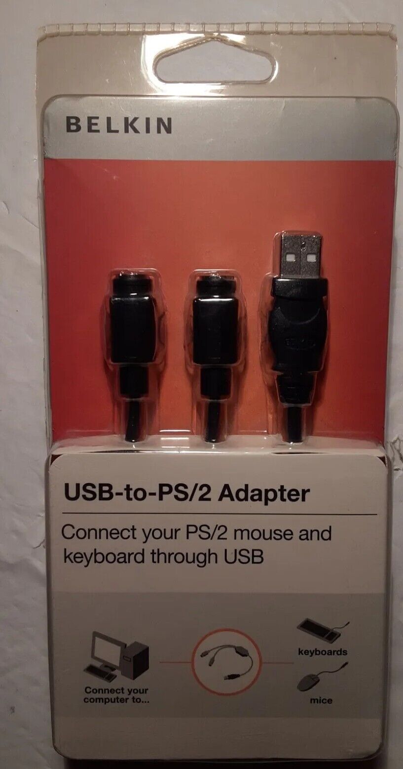 Belkin USB to PS/2 Adapter Connects PS/2 Mouse & Keyboard through USB