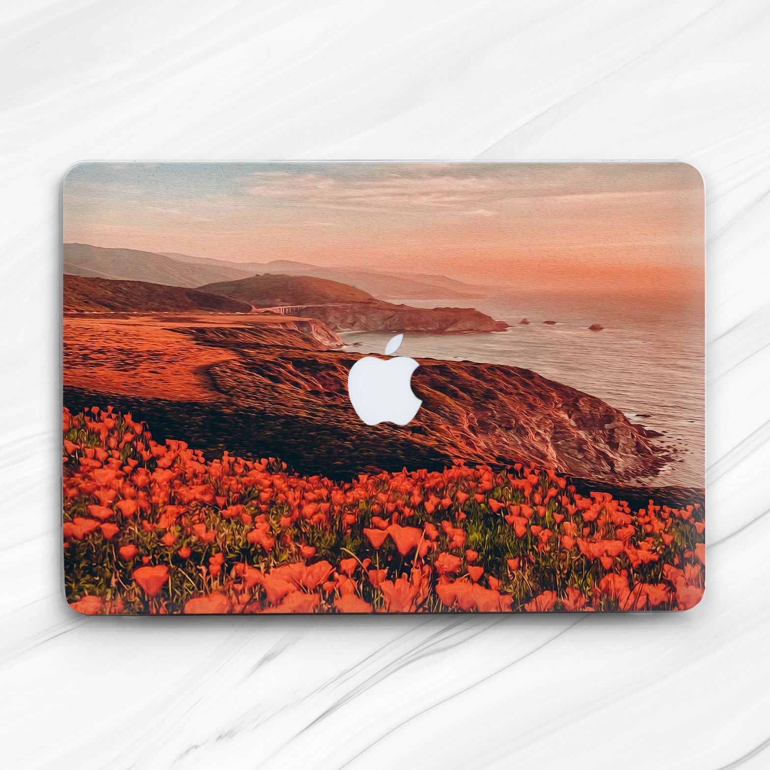 Red Flowers Landscape Сoast Hard Case For Macbook Air 13 Pro 16 13 14 15