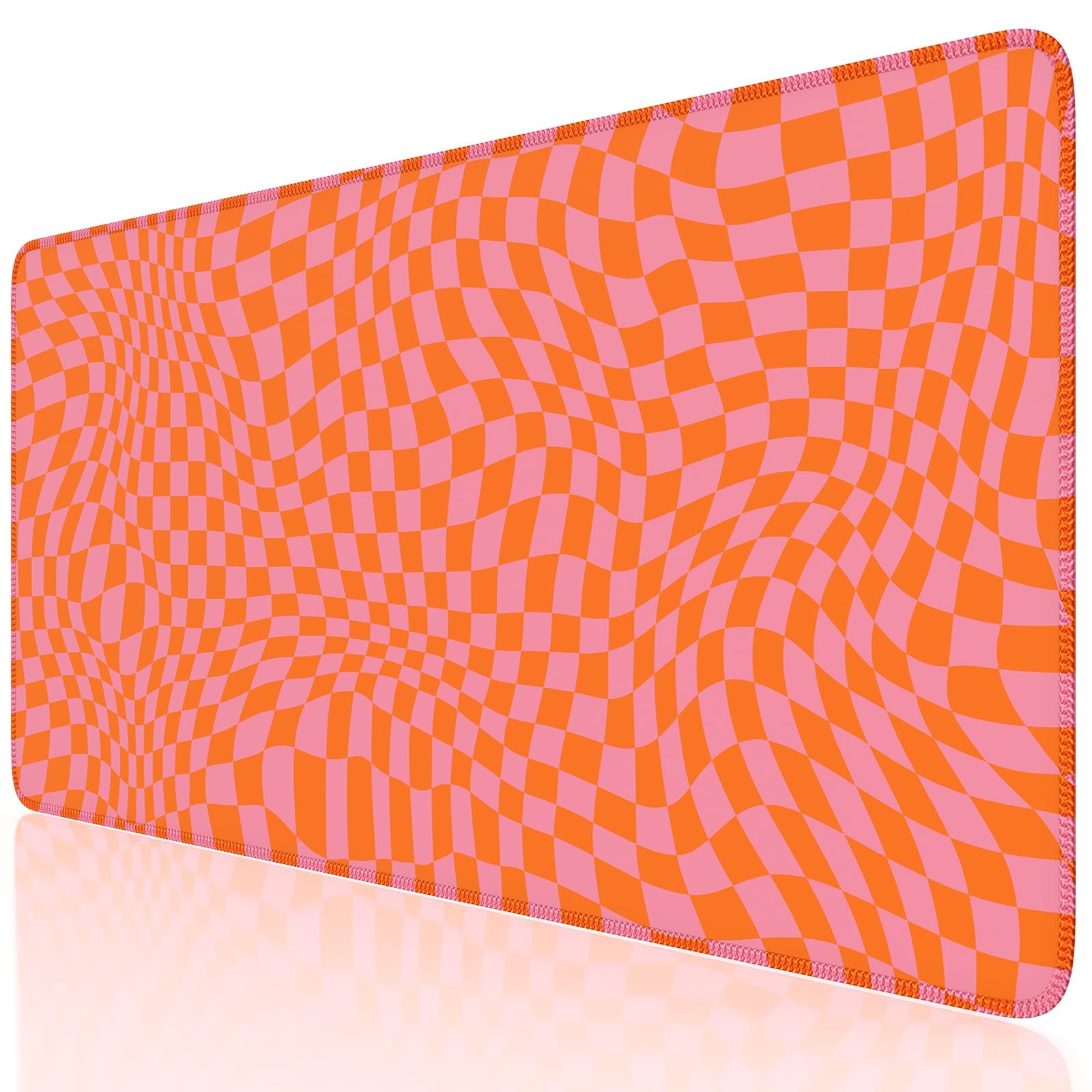 XXL Large Mouse Pad for Desk, Orange Checkered