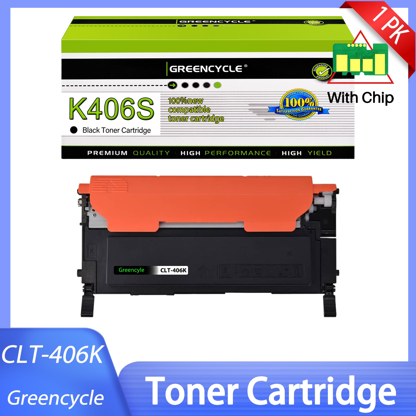 1PK CLT-K406S BK Toner Replacement For Samsung CLP-360 CLP-362 CLP-363 SL-C410