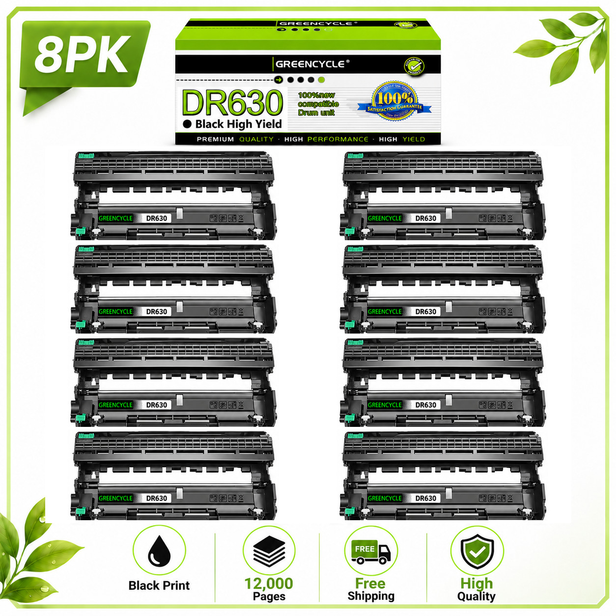8PACK DR630 Drum Unit Compatible With Brother MFC-L2700DW HL-L2320D L2380DW