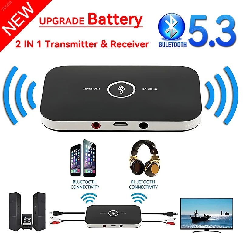 Bluetooth 5.0 Transmitter Receiver 3.5mm AUX RCA TV Home Stereo Audio Adapter