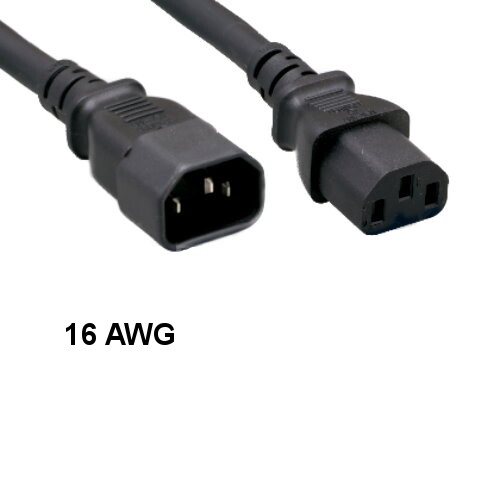 10PCS 10' Black Standard Power Extension Cord IEC-60320 C13/C14 16AWG 13A/250V