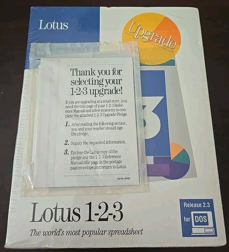 Lotus 1-2-3 DOS Software Version 2.3 Upgrade New-in-Shrink Floppy Disks