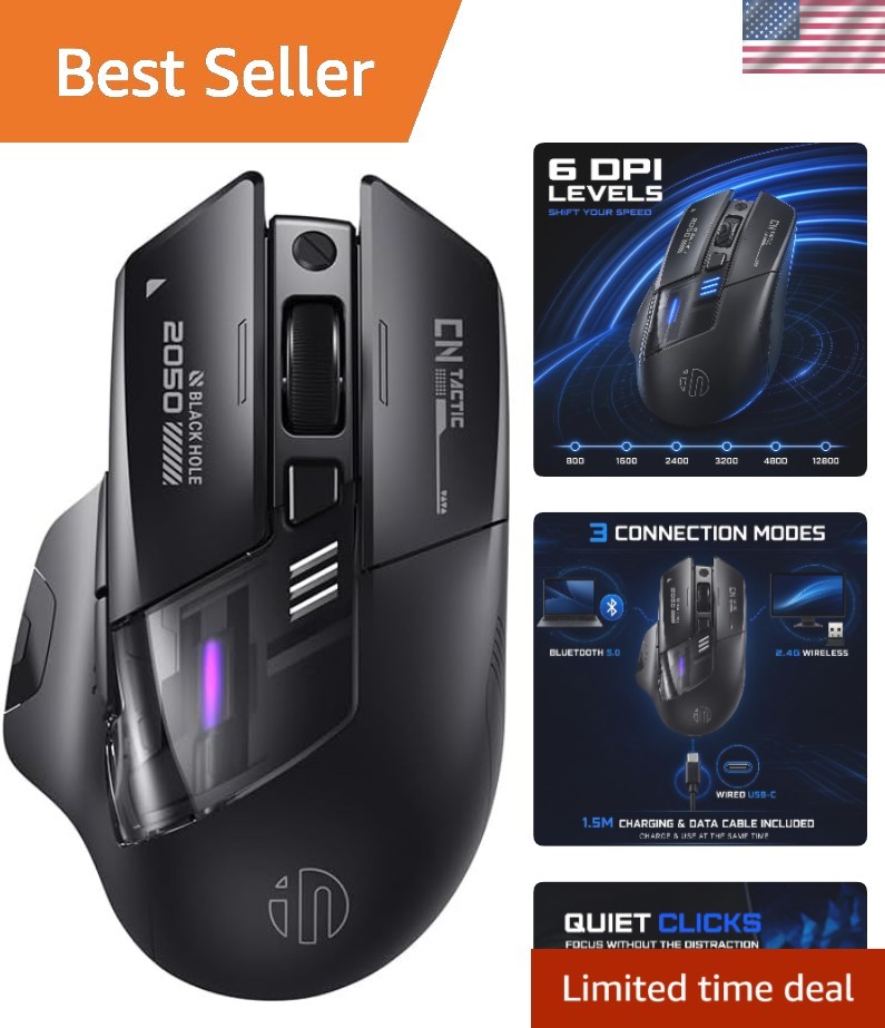Rechargeable Wireless Gaming Mouse with 12800 DPI & RGB Lights - A9 V2 Explorer